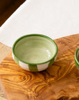 Green Stripe Ceramic Dip Bowl