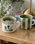 Green Stripe Large Ceramic Mug