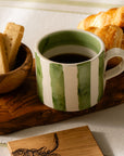Green Stripe Large Ceramic Mug