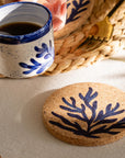 Blue Coral Single Cork Coaster