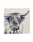 Highland Cow Single Stone Coaster