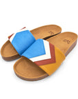 Premium vegan sandals SKY in azure blue, white, terracotta, mustard, PETA certified, eco-friendly, non-slip sole by Fünve at brixbailey.com
