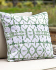 Premium Alyssa sage green and cream indoor outdoor cushion with piping, hand-dyed, includes feather pad by Ella James at brixbailey.com