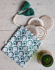Natural Coaster Gift Set with Green pouch