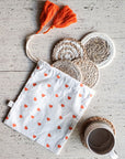 Natural Coaster Gift Set with Heart pouch