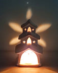 Terracotta Tea Light Candle Holder - House-1