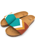 Premium vegan sandals Sunset in turquoise, white, mustard, terracotta - comfortable straps, soft footbed, slip-resistant sole by Fünve at brixbailey.com