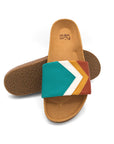 Premium vegan sandals in turquoise ocean white mustard terracotta, comfortable strap, soft anatomical footbed, slip-resistant sole, durable, eco-friendly by Fünve at brixbailey.com
