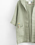 Linen Bathrobe for Kids in Sage Green