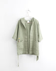 Linen Bathrobe for Kids in Sage Green