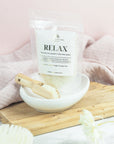 Relax Luxury Himalayan Bath Salts with Lavender, Jojoba Essential Oils with Lavender Seeds
