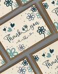 Thank You Note Card set - Teal Daisies