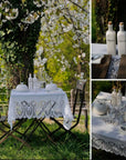 Luxury Tuscany Bistro Lace Vinyl Tablecloth, Off White, Laser-Cut Crochet Pattern, Stylish Indoor Outdoor Square Tablecloth by Ella James at brixbailey.com