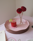 Allegra Round Wiggle Tray in Pink and Brown
