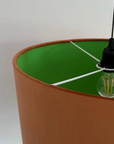 Burnt Orange Velvet & Green Cotton Double Sided Drum Lampshade | Handmade Ceiling Light Shade | Bespoke UK