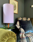 Lilac Cotton Lampshade | Extra Tall Cylinder Ceiling Light Shade | Bespoke Handmade UK