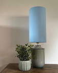 Light Blue Cotton Lampshade | Extra Tall Cylinder Ceiling Light Shade | Bespoke Handmade UK