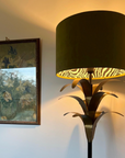 Olive Green Velvet & Zebra Cotton Double Sided Drum Lampshade | Handmade Ceiling Light Shade | Bespoke UK