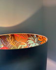 Cream velvet drum lampshade/ ceiling light shade with wonderland paper interior