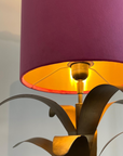 Hot Pink velvet drum lampshade/ ceiling shade with a metallic brushed gold lining