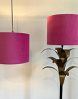 Hot Pink velvet drum lampshade/ ceiling shade with a metallic brushed gold lining