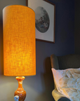 Mustard Linen Lampshade | Extra Tall Cylinder Ceiling Light Shade | Bespoke Handmade UK
