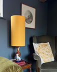 Mustard Linen Lampshade | Extra Tall Cylinder Ceiling Light Shade | Bespoke Handmade UK