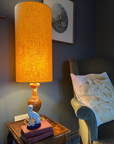 Mustard Linen Lampshade | Extra Tall Cylinder Ceiling Light Shade | Bespoke Handmade UK