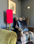 Red Linen Lampshade | Extra Tall Cylinder Ceiling Light Shade | Bespoke Handmade UK