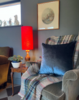 Red Linen Lampshade | Extra Tall Cylinder Ceiling Light Shade | Bespoke Handmade UK