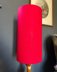 Red Linen Lampshade | Extra Tall Cylinder Ceiling Light Shade | Bespoke Handmade UK