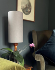 Light Grey Linen Lampshade | Extra Tall Cylinder Ceiling Light Shade | Bespoke Handmade UK