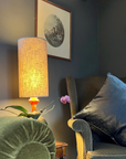Light Grey Linen Lampshade | Extra Tall Cylinder Ceiling Light Shade | Bespoke Handmade UK