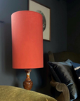 Rust Linen Lampshade | Extra Tall Cylinder Ceiling Light Shade | Bespoke Handmade UK