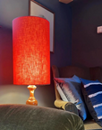 Rust Linen Lampshade | Extra Tall Cylinder Ceiling Light Shade | Bespoke Handmade UK