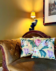 Mustard passionflower cotton cushion, scatter cushions