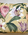 Mustard passionflower cotton cushion, scatter cushions