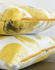 Ochre floral cotton cushion, scatter cushions