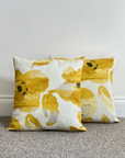 Ochre floral cotton cushion, scatter cushions