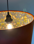 Burnt Orange Velvet & Navy Strawberry Thief Double Sided Drum Lampshade | Handmade Ceiling Light Shade | Bespoke UK