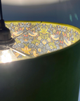 Olive Green Velvet & Navy Strawberry Thief Double Sided Drum Lampshade | Handmade Ceiling Light Shade | Bespoke UK