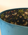 Teal Velvet & Navy Strawberry Thief Double Sided Drum Lampshade | Handmade Ceiling Light Shade | Bespoke UK
