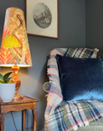 Floral pastel Velvet cone lampshade, extra tall lampshade