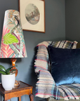 Floral pastel Velvet cone lampshade, extra tall lampshade
