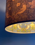 Cream Velvet & Navy Strawberry Thief Double Sided Drum Lampshade | Handmade Ceiling Light Shade | Bespoke UK