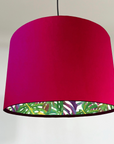 Velvet & Multicoloured Leaves Double Sided Drum Lampshade | Handmade Ceiling Light Shade | Bespoke UK