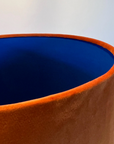 Burnt Orange Velvet & Royal Blue Cotton Double Sided Drum Lampshade | Handmade Ceiling Light Shade | Bespoke UK