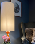 Cream Cotton Lampshade | Extra Tall Cylinder Ceiling Light Shade | Bespoke Handmade UK