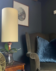 Lemon Cotton Lampshade | Extra Tall Cylinder Ceiling Light Shade | Bespoke Handmade UK