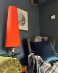 Bright Orange Cotton Lampshade | Extra Tall Cone Light Shade | Bespoke Handmade UK